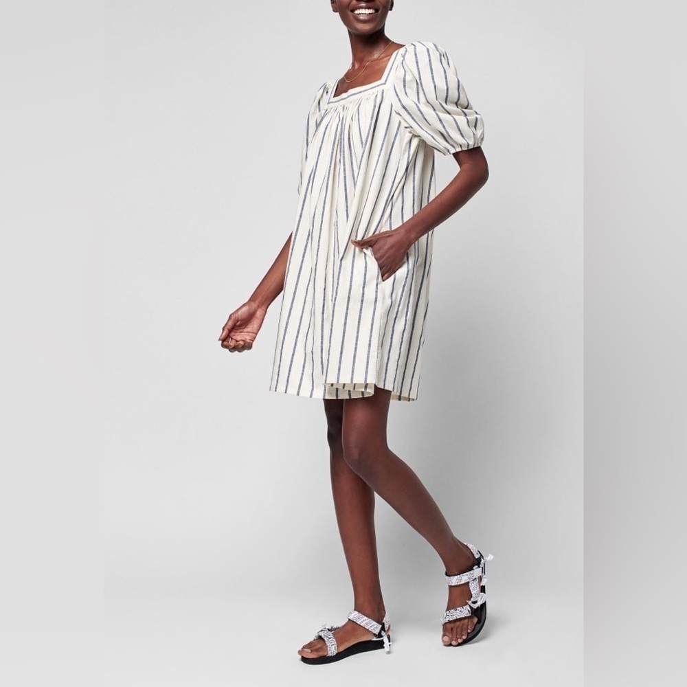 Faherty Phoenix Dress Striped Mini - NAVY ELROY STRIPE size xsmall